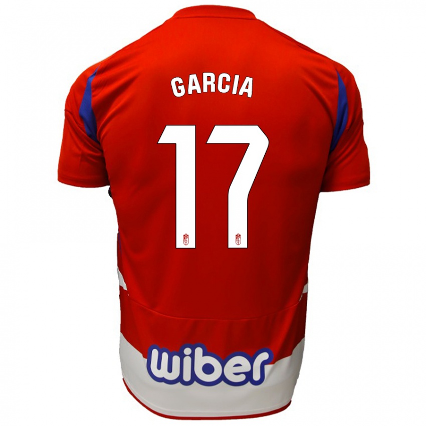 Niño Camiseta Naima García #17 Rojo Blanco Azul 1ª Equipación 2024/25 La Camisa México