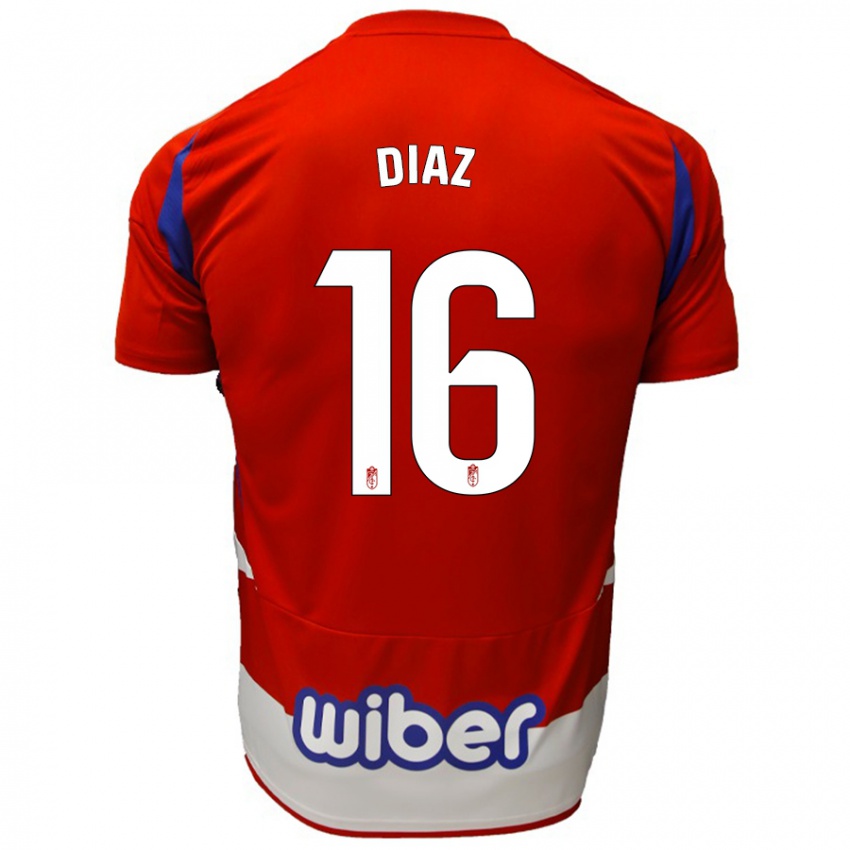 Niño Camiseta Víctor Díaz #16 Rojo Blanco Azul 1ª Equipación 2024/25 La Camisa México