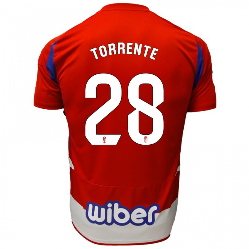 Niño Camiseta Raúl Torrente #28 Rojo Blanco Azul 1ª Equipación 2024/25 La Camisa México