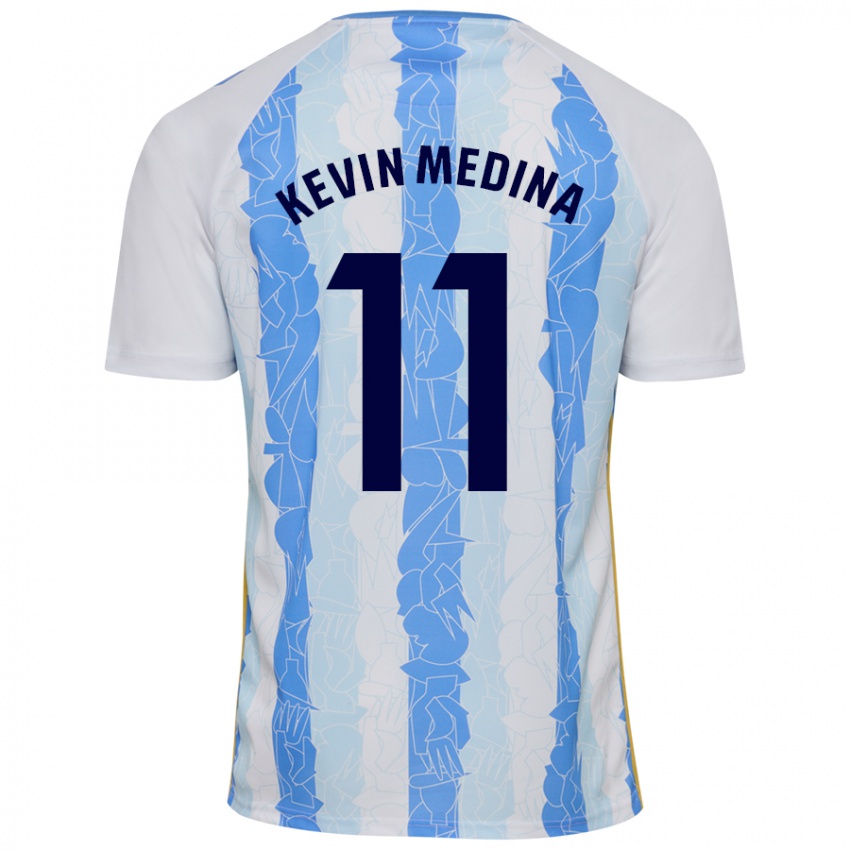 Niño Camiseta Kevin Medina #11 Blanco Azul 1ª Equipación 2024/25 La Camisa México