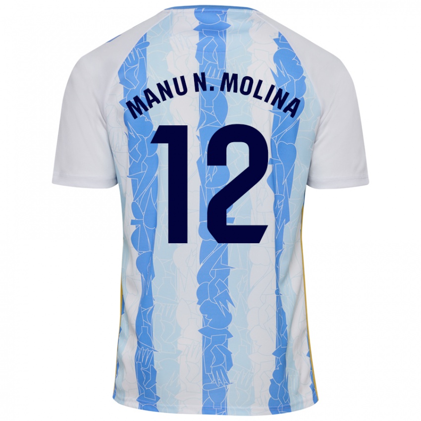 Niño Camiseta Manu Molina #12 Blanco Azul 1ª Equipación 2024/25 La Camisa México