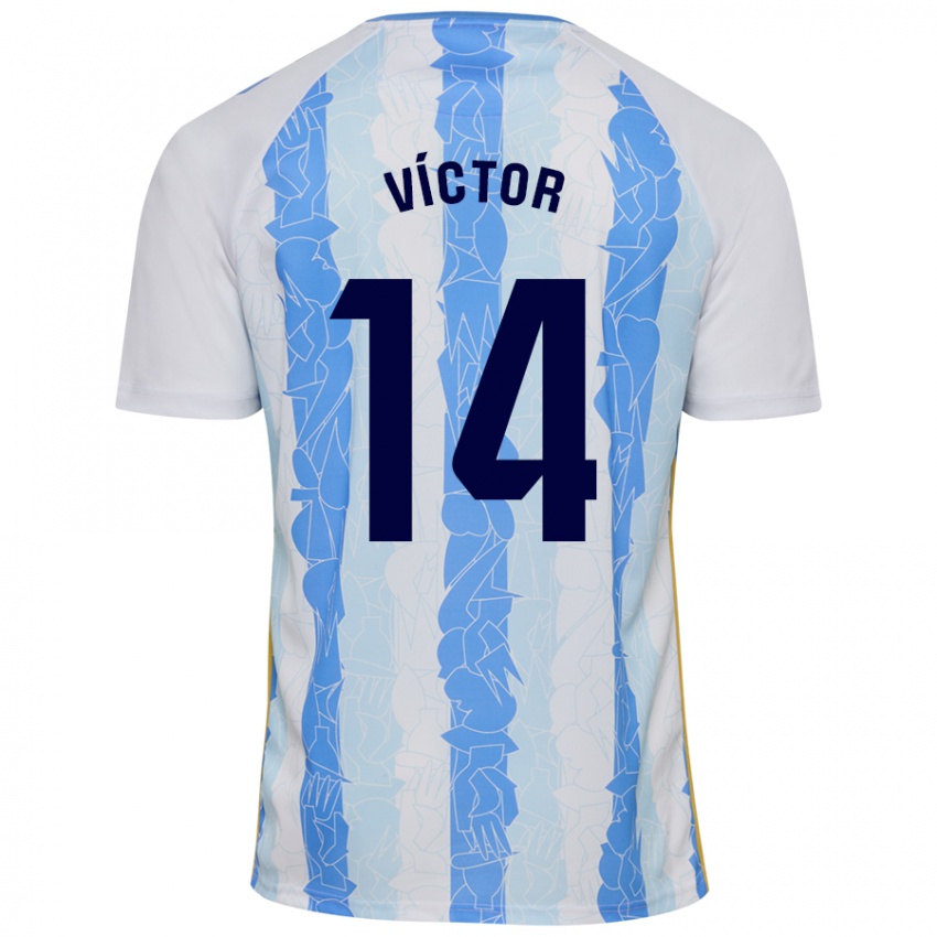 Niño Camiseta Víctor García #14 Blanco Azul 1ª Equipación 2024/25 La Camisa México