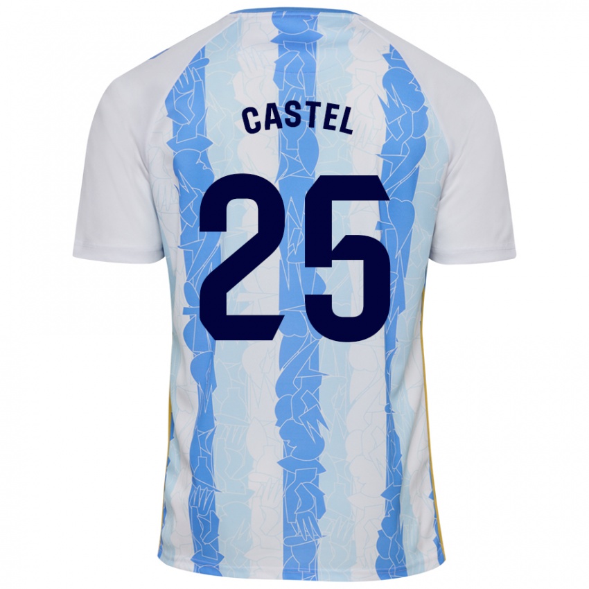 Niño Camiseta Sergio Castel #25 Blanco Azul 1ª Equipación 2024/25 La Camisa México