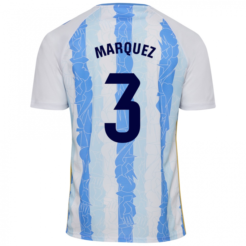 Niño Camiseta David Márquez #3 Blanco Azul 1ª Equipación 2024/25 La Camisa México