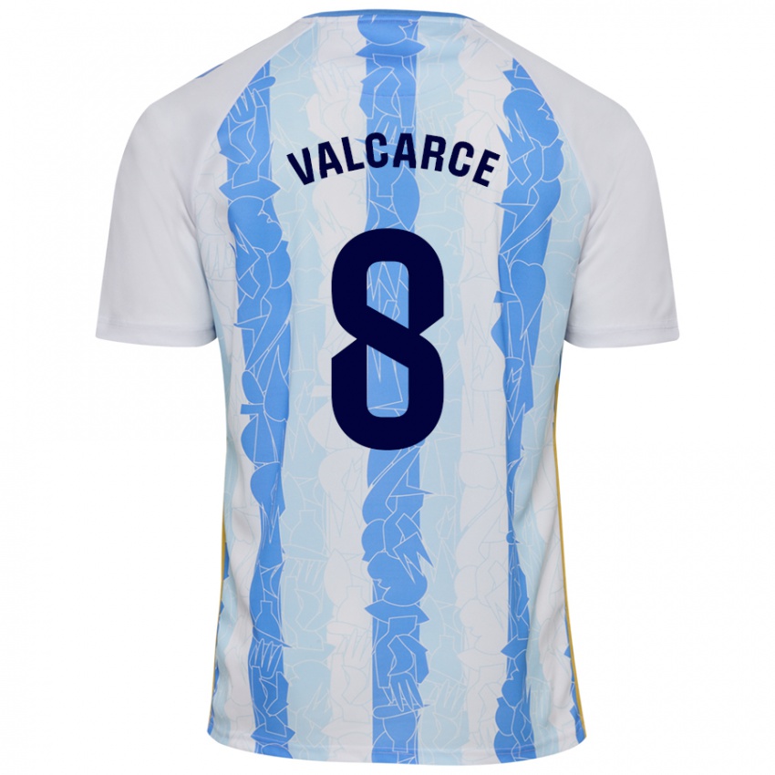 Niño Camiseta Alejandro Valcarce #8 Blanco Azul 1ª Equipación 2024/25 La Camisa México