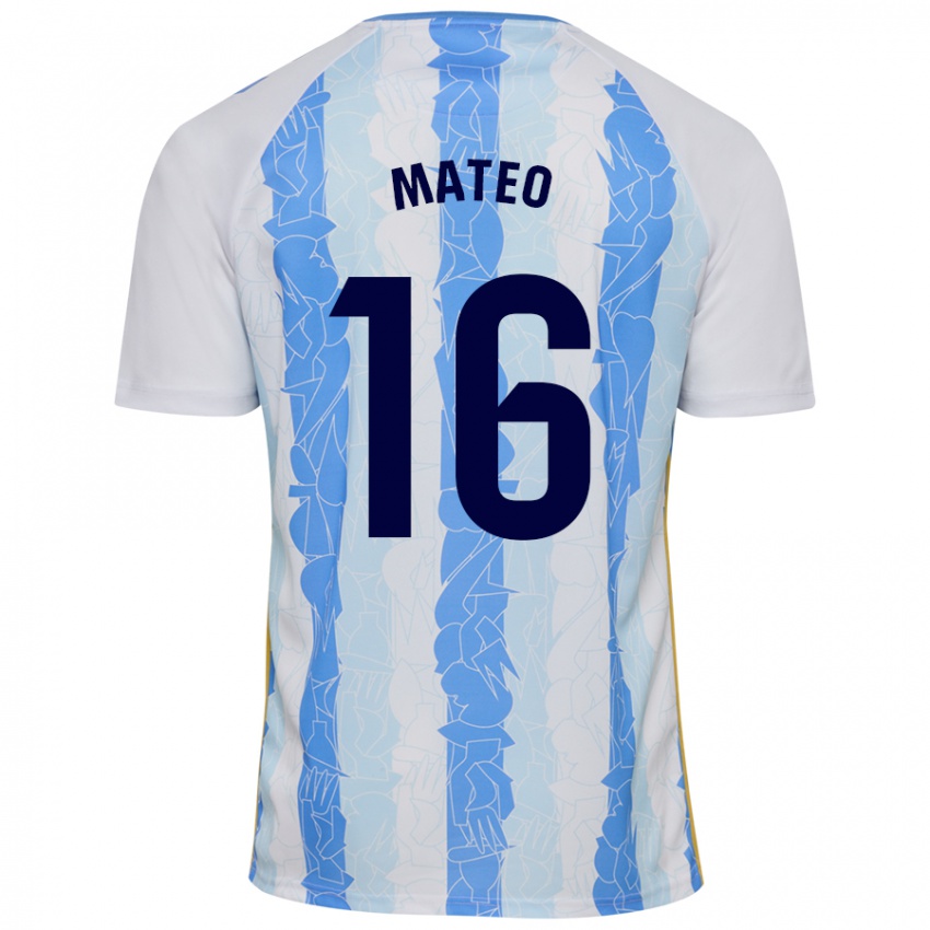 Niño Camiseta Ángel Mateo #16 Blanco Azul 1ª Equipación 2024/25 La Camisa México