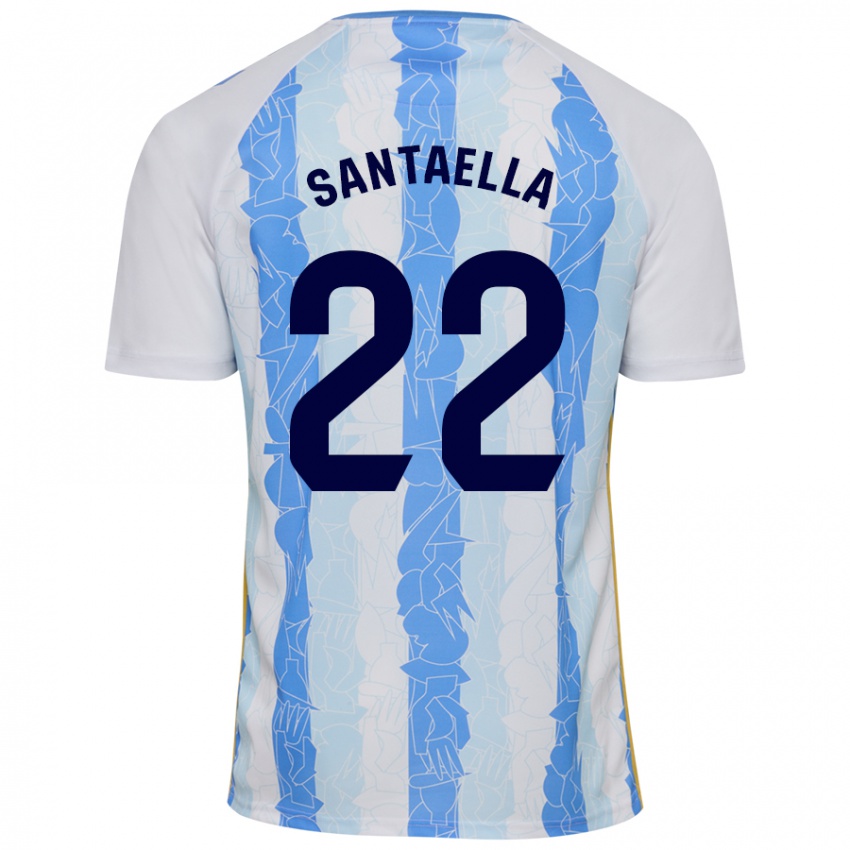 Niño Camiseta Miguel Ángel Santaella #22 Blanco Azul 1ª Equipación 2024/25 La Camisa México