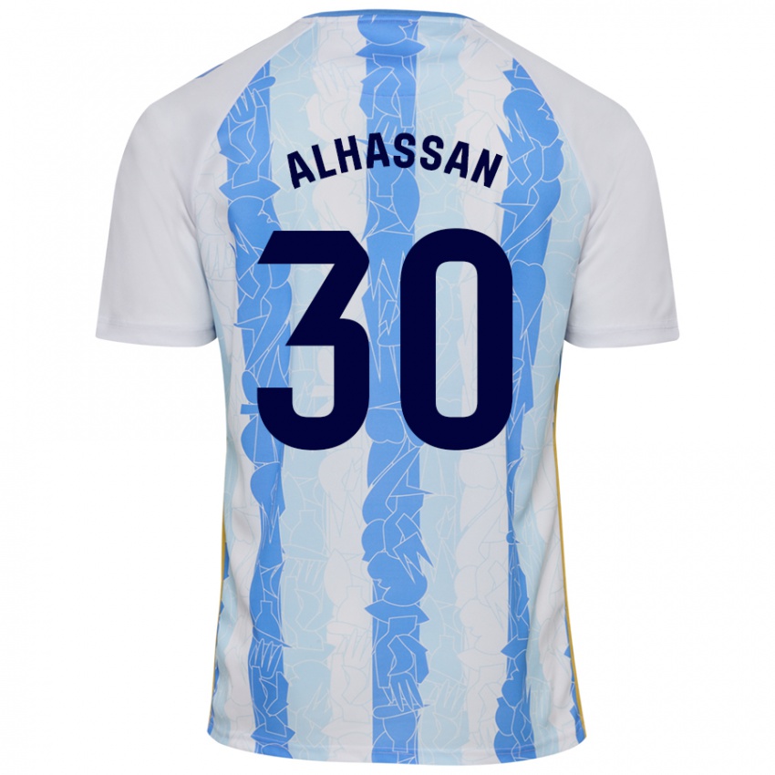 Niño Camiseta Mubarak Alhassan #30 Blanco Azul 1ª Equipación 2024/25 La Camisa México