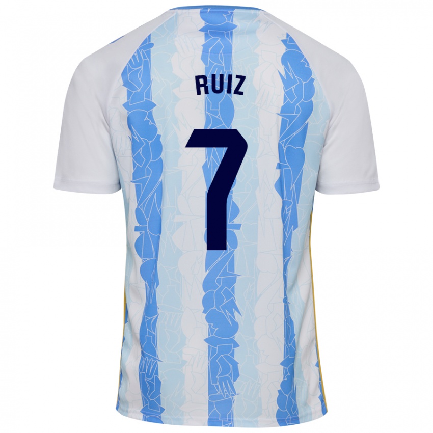 Niño Camiseta María Ruiz #7 Blanco Azul 1ª Equipación 2024/25 La Camisa México