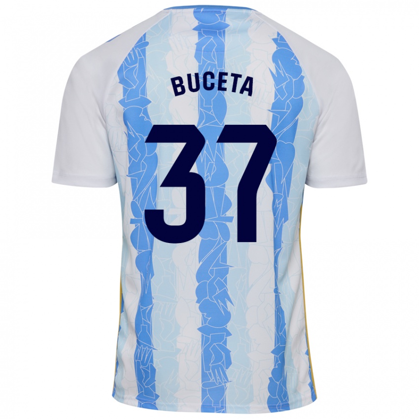 Niño Camiseta Ana Buceta #37 Blanco Azul 1ª Equipación 2024/25 La Camisa México