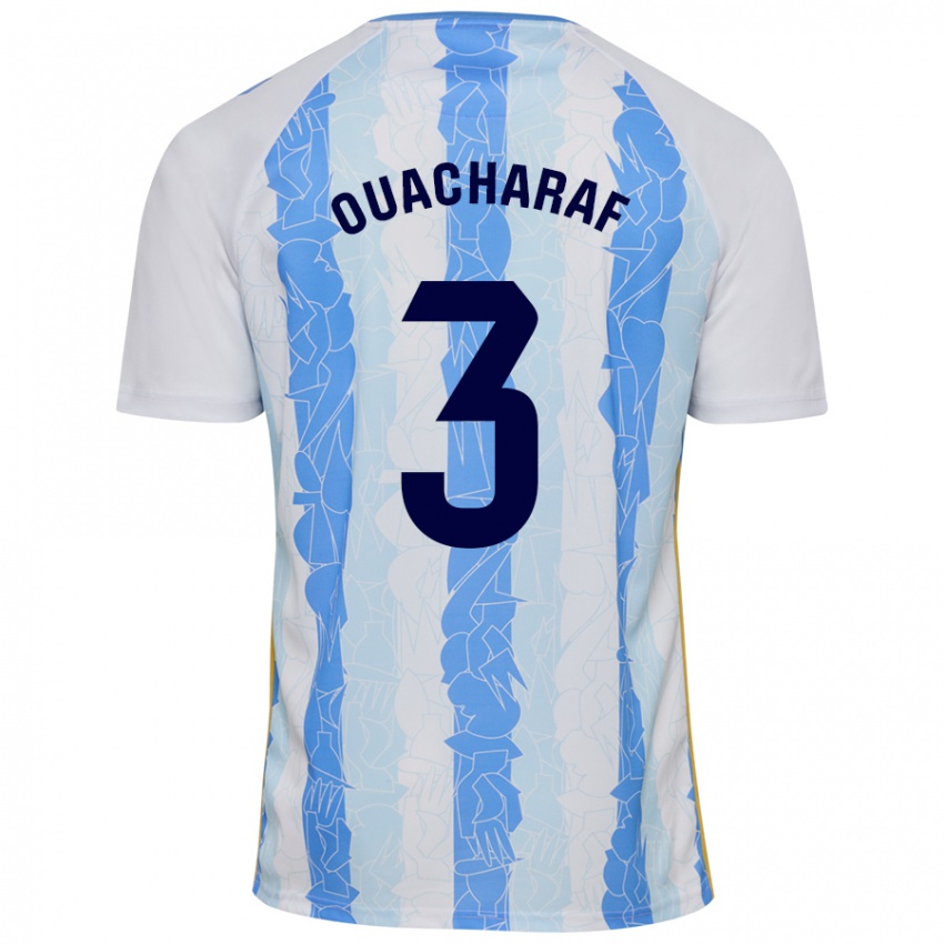 Niño Camiseta Bilal Ouacharaf #3 Blanco Azul 1ª Equipación 2024/25 La Camisa México