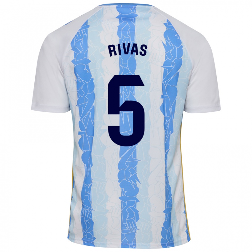 Niño Camiseta Juande Rivas #5 Blanco Azul 1ª Equipación 2024/25 La Camisa México