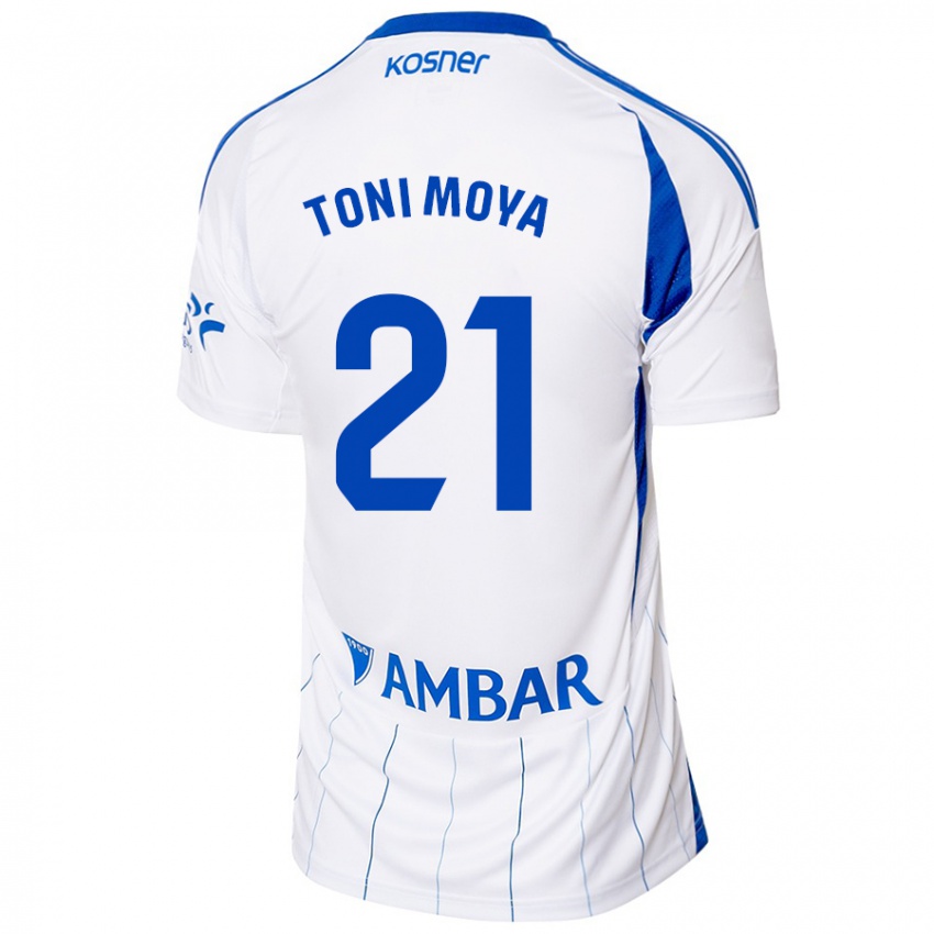 Niño Camiseta Toni Moya #21 Rojo Blanco 1ª Equipación 2024/25 La Camisa México