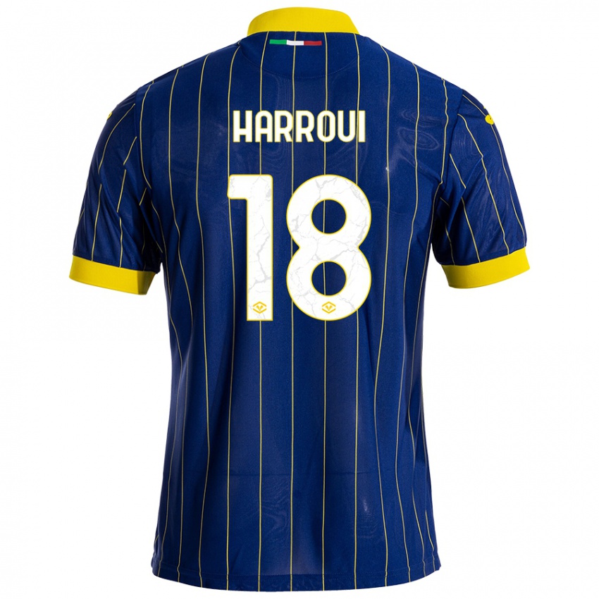 Niño Camiseta Abdou Harroui #18 Azul Amarillo 1ª Equipación 2024/25 La Camisa México