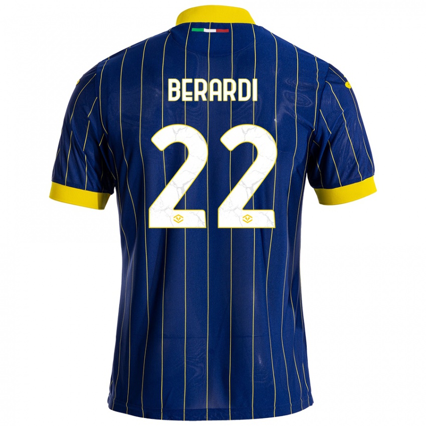 Niño Camiseta Alessandro Berardi #22 Azul Amarillo 1ª Equipación 2024/25 La Camisa México