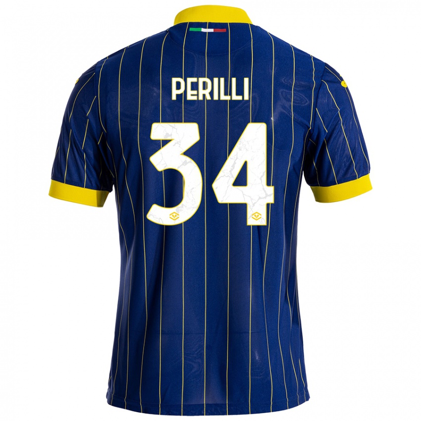 Niño Camiseta Simone Perilli #34 Azul Amarillo 1ª Equipación 2024/25 La Camisa México