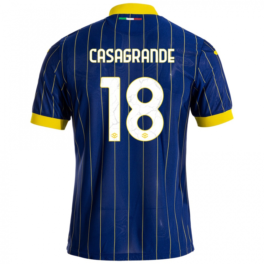 Niño Camiseta Davide Casagrande #18 Azul Amarillo 1ª Equipación 2024/25 La Camisa México