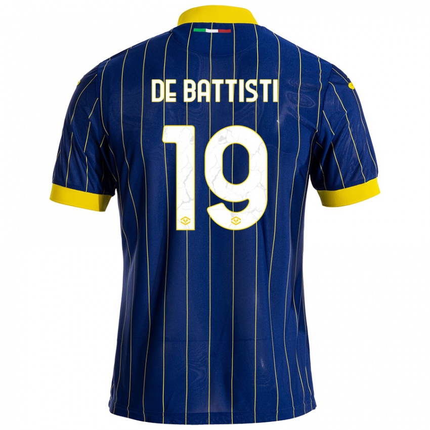 Niño Camiseta Davide De Battisti #19 Azul Amarillo 1ª Equipación 2024/25 La Camisa México