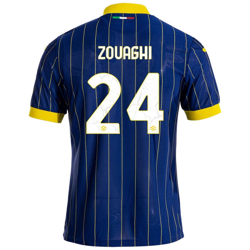 Niño Camiseta Thomas Zouaghi #24 Azul Amarillo 1ª Equipación 2024/25 La Camisa México