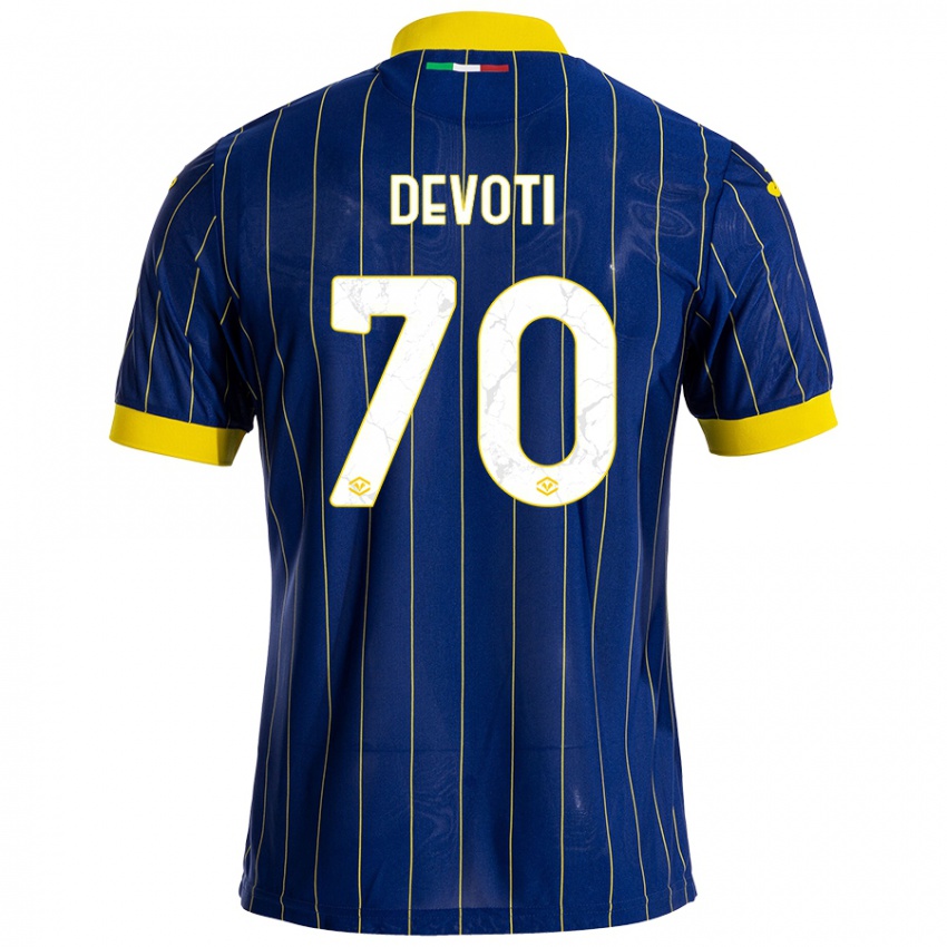 Niño Camiseta Andrea Devoti #70 Azul Amarillo 1ª Equipación 2024/25 La Camisa México