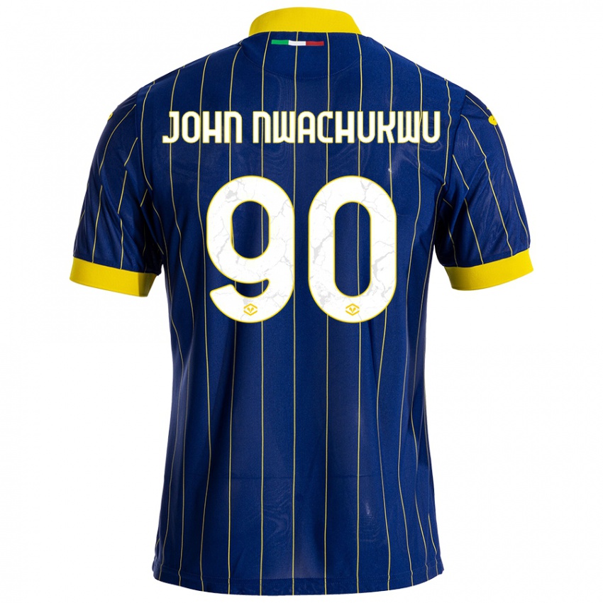 Niño Camiseta Samuel John Nwachukwu #90 Azul Amarillo 1ª Equipación 2024/25 La Camisa México