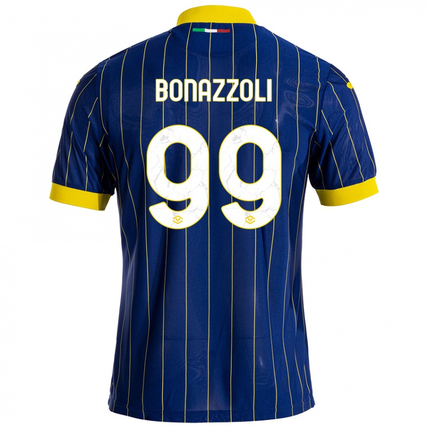 Niño Camiseta Federico Bonazzoli #99 Azul Amarillo 1ª Equipación 2024/25 La Camisa México