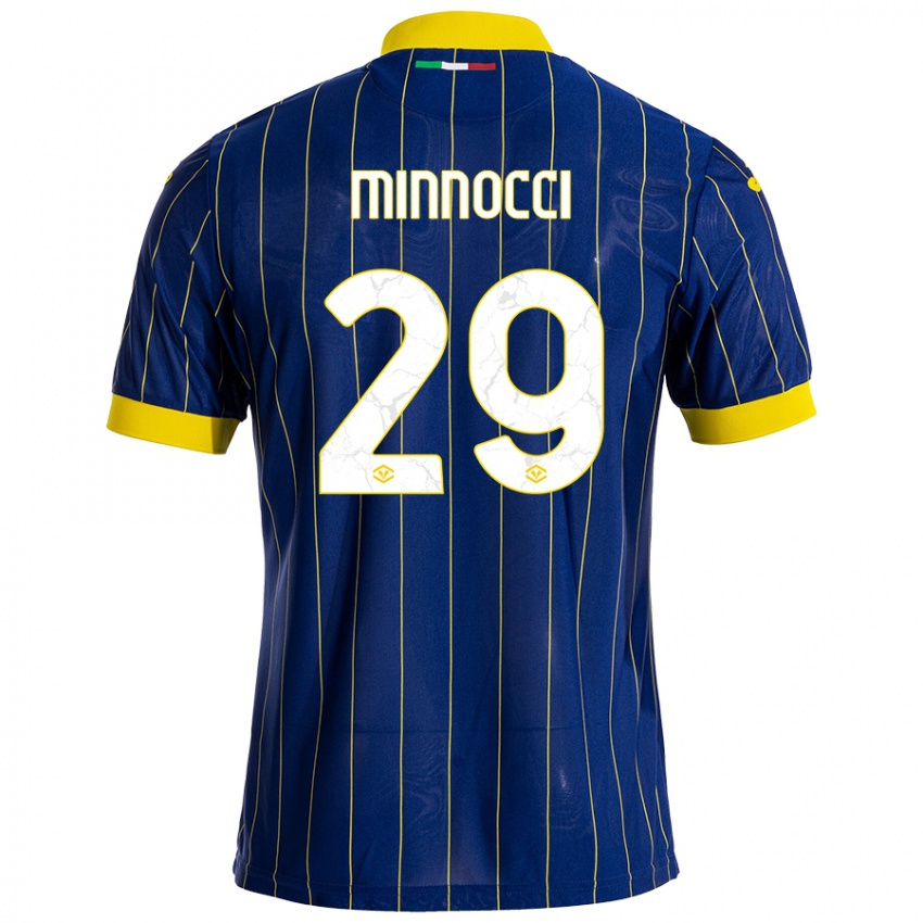 Niño Camiseta Valerio Minnocci #29 Azul Amarillo 1ª Equipación 2024/25 La Camisa México