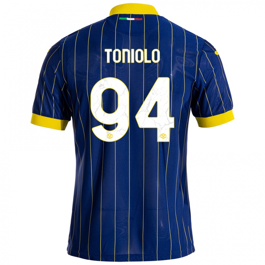 Niño Camiseta Giacomo Toniolo #94 Azul Amarillo 1ª Equipación 2024/25 La Camisa México