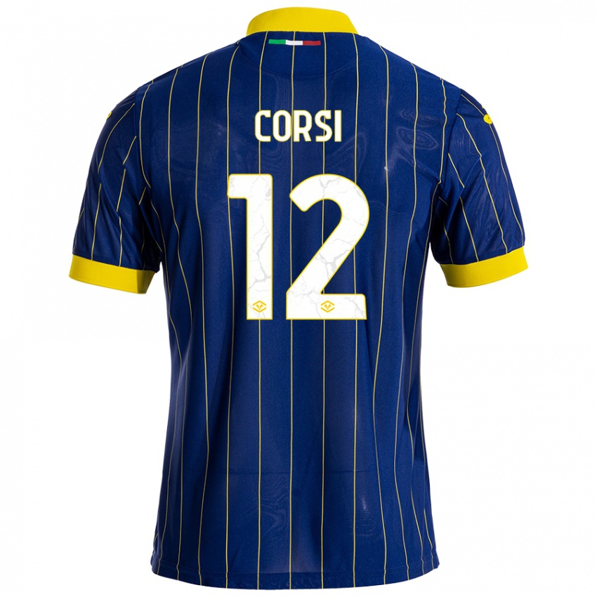 Niño Camiseta Sara Corsi #12 Azul Amarillo 1ª Equipación 2024/25 La Camisa México