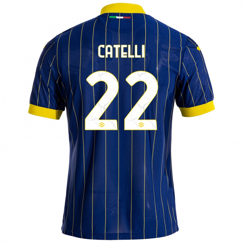 Niño Camiseta Anna Catelli #22 Azul Amarillo 1ª Equipación 2024/25 La Camisa México