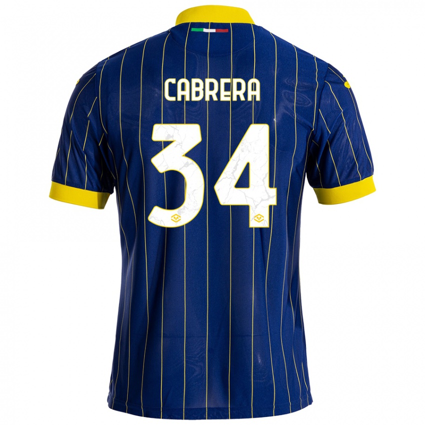 Niño Camiseta Ilena Cabrera #34 Azul Amarillo 1ª Equipación 2024/25 La Camisa México