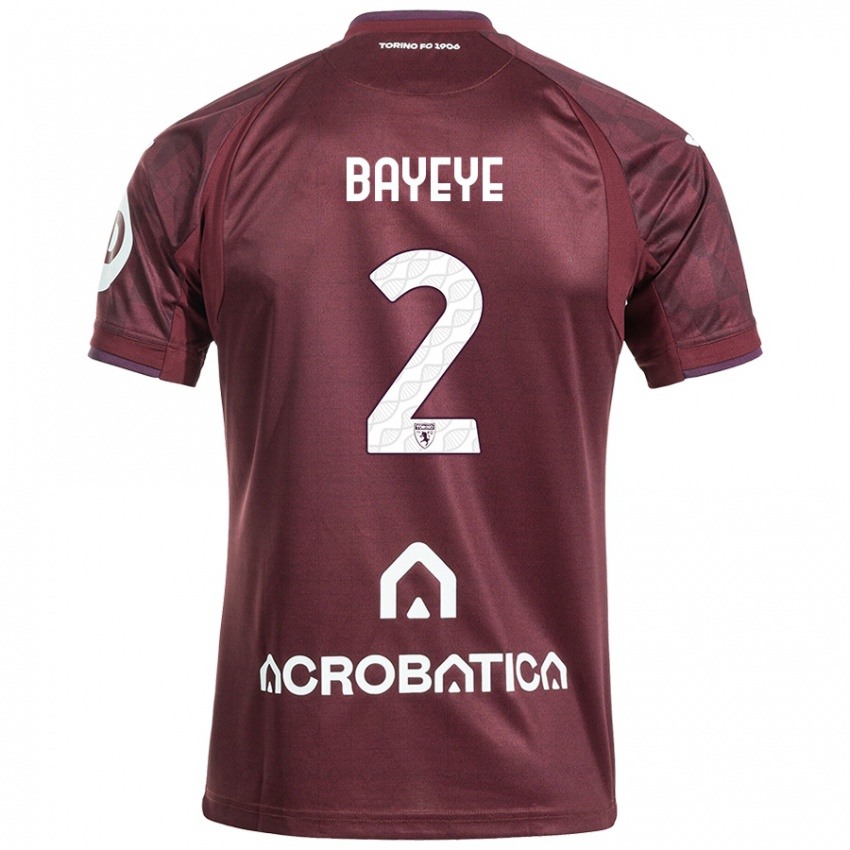 Niño Camiseta Brian Bayeye #2 Granate Blanco 1ª Equipación 2024/25 La Camisa México