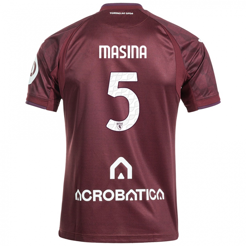 Niño Camiseta Adam Masina #5 Granate Blanco 1ª Equipación 2024/25 La Camisa México