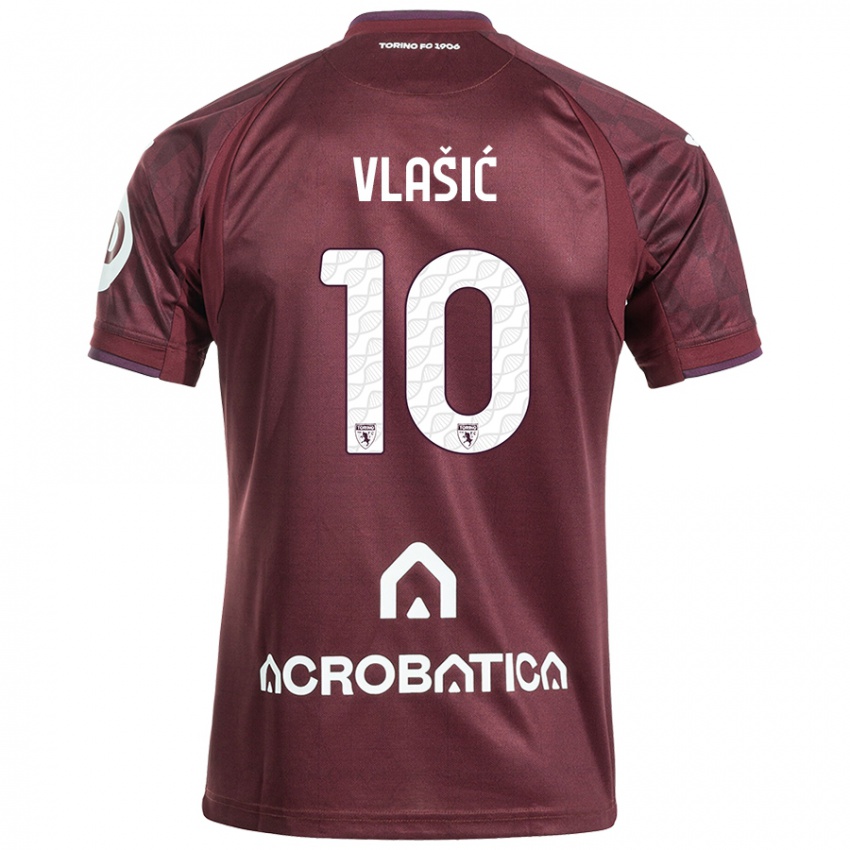 Niño Camiseta Nikola Vlasic #10 Granate Blanco 1ª Equipación 2024/25 La Camisa México