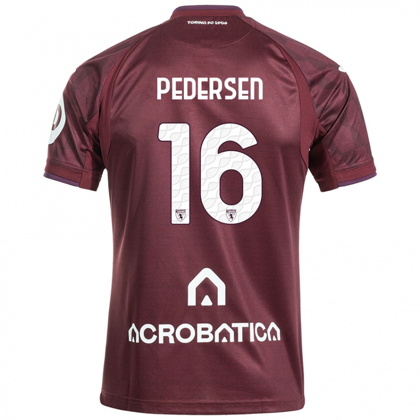 Niño Camiseta Marcus Pedersen #16 Granate Blanco 1ª Equipación 2024/25 La Camisa México