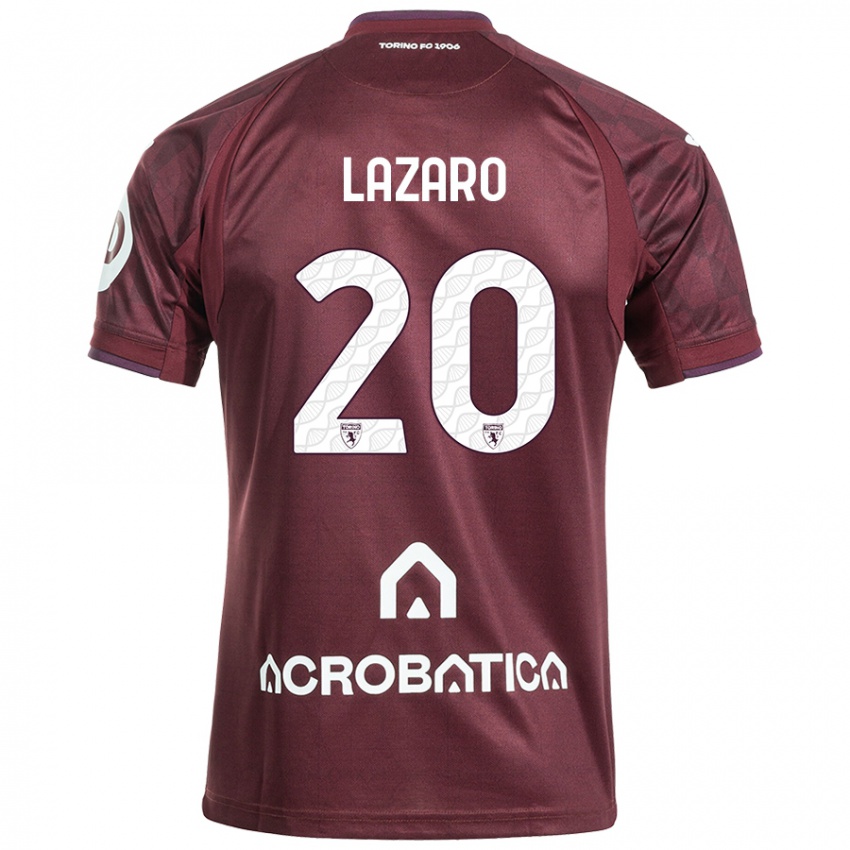 Niño Camiseta Valentino Lazaro #20 Granate Blanco 1ª Equipación 2024/25 La Camisa México