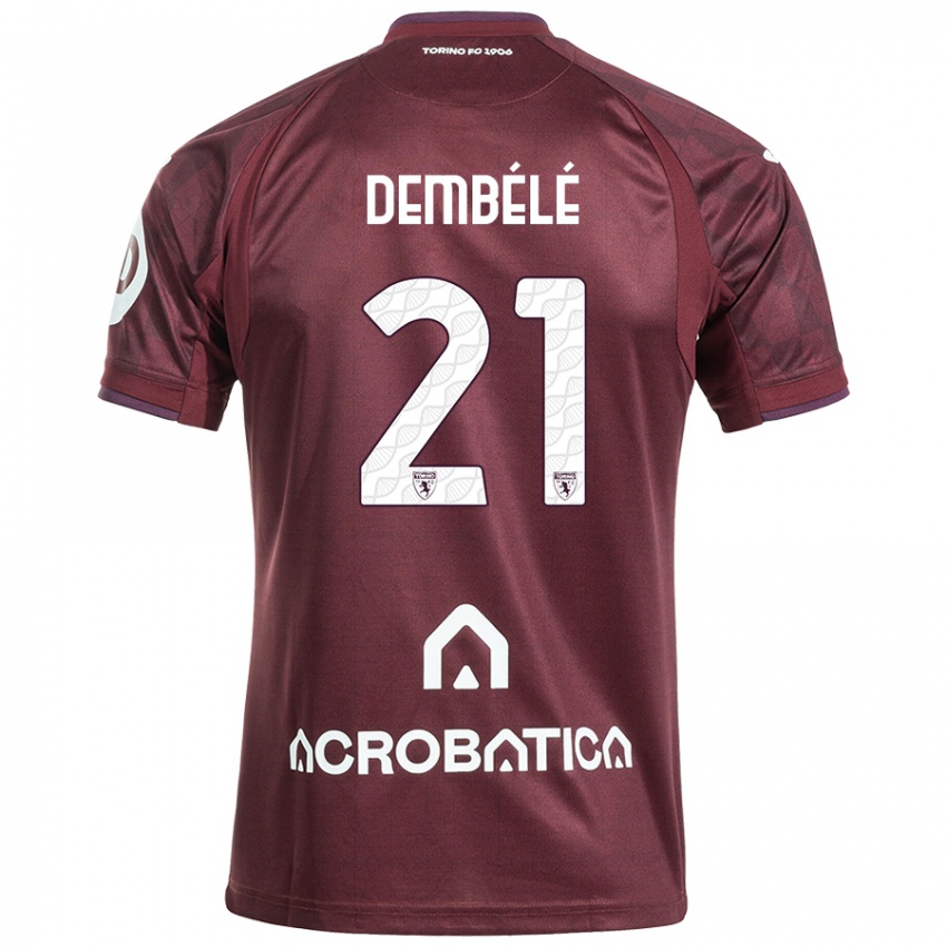 Niño Camiseta Ali Dembélé #21 Granate Blanco 1ª Equipación 2024/25 La Camisa México