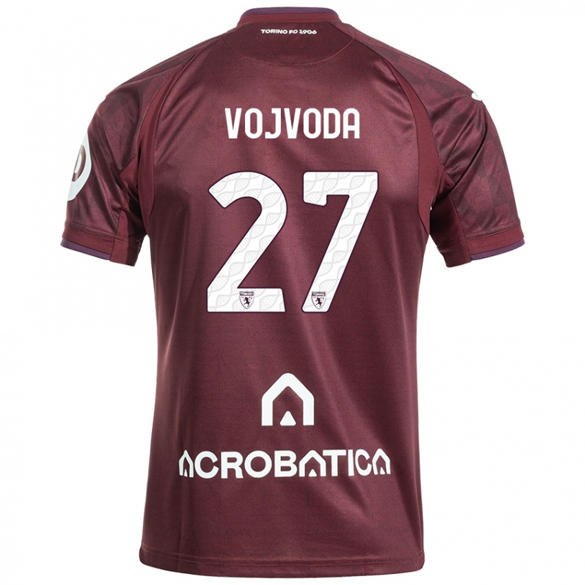 Niño Camiseta Mërgim Vojvoda #27 Granate Blanco 1ª Equipación 2024/25 La Camisa México