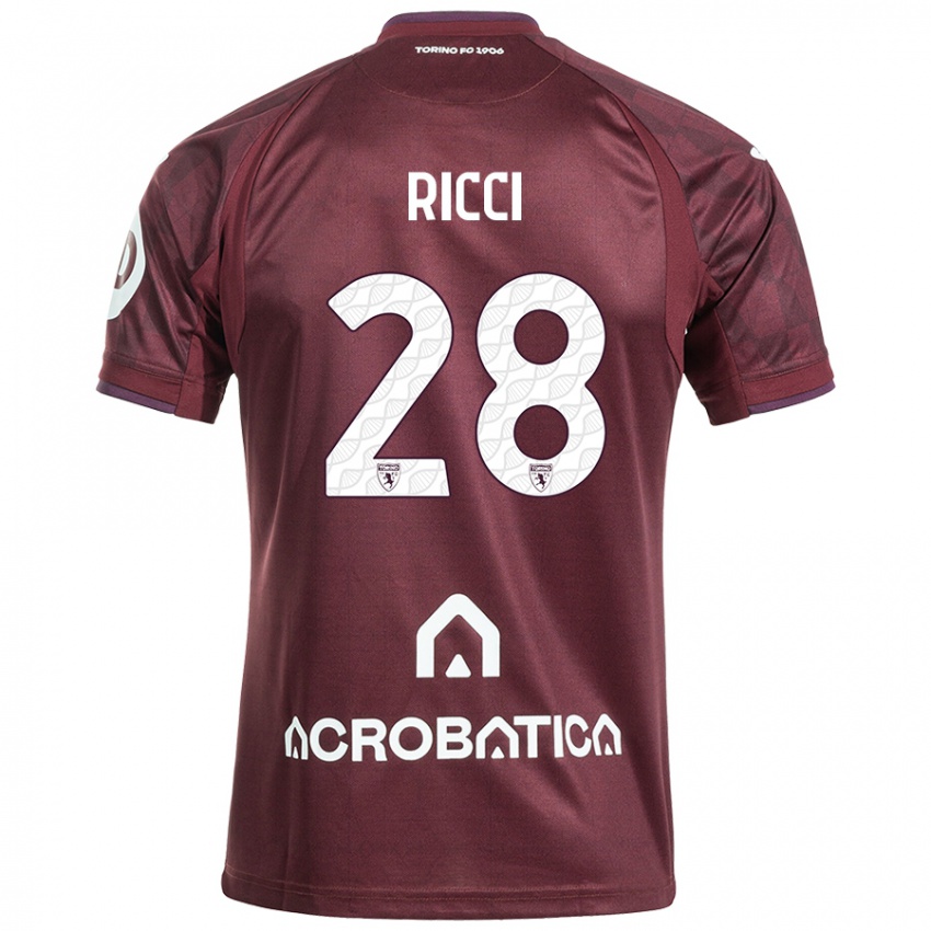 Niño Camiseta Samuele Ricci #28 Granate Blanco 1ª Equipación 2024/25 La Camisa México