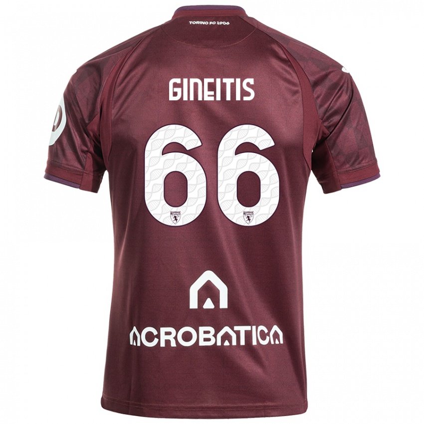 Niño Camiseta Gvidas Gineitis #66 Granate Blanco 1ª Equipación 2024/25 La Camisa México