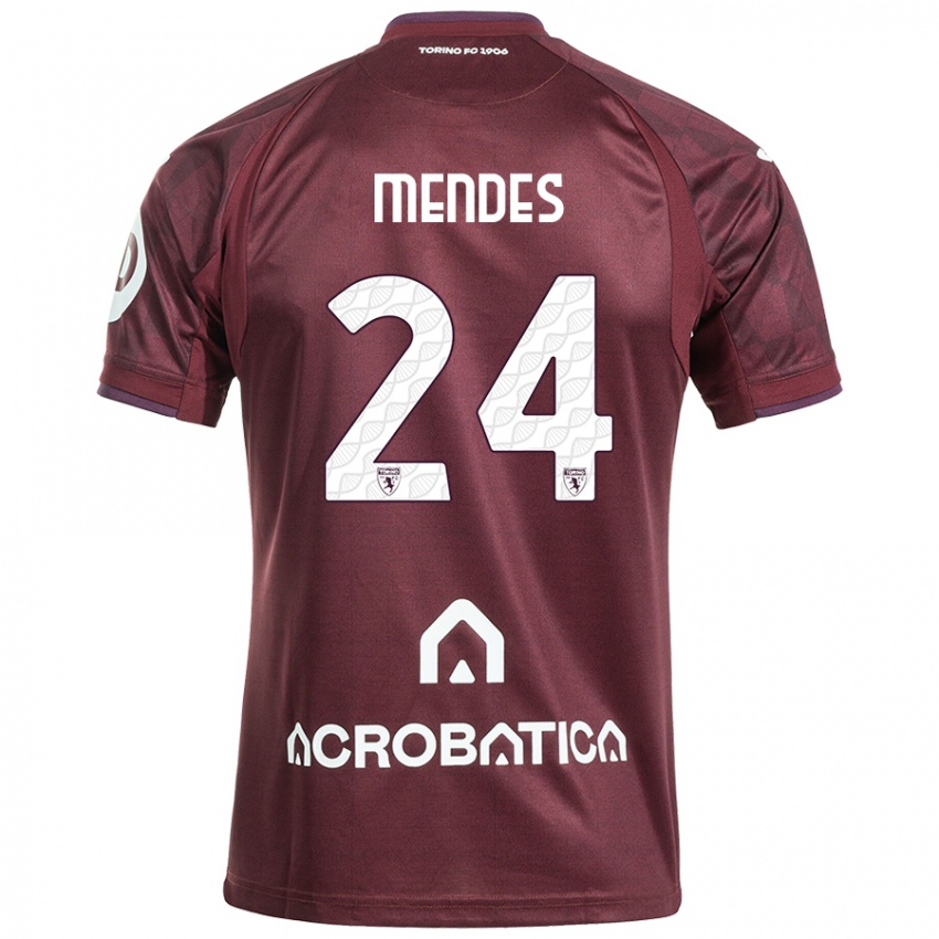 Niño Camiseta Rodrigo Mendes #24 Granate Blanco 1ª Equipación 2024/25 La Camisa México