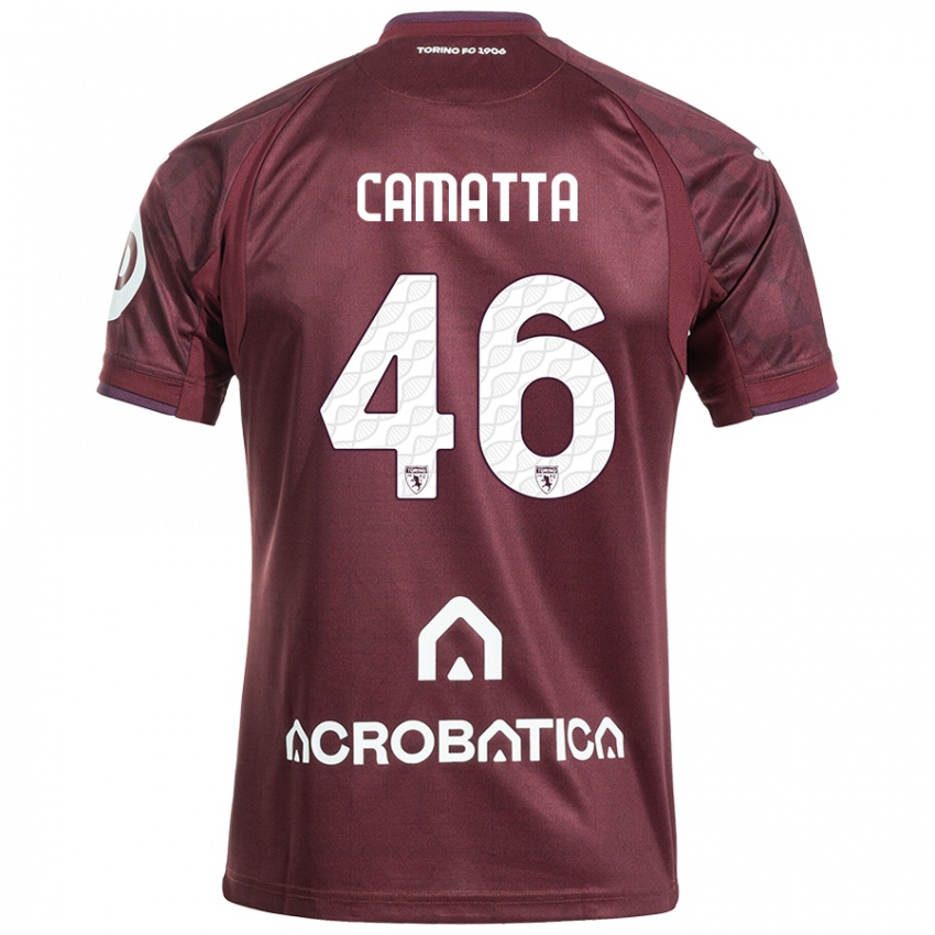 Niño Camiseta Alessandro Camatta #46 Granate Blanco 1ª Equipación 2024/25 La Camisa México