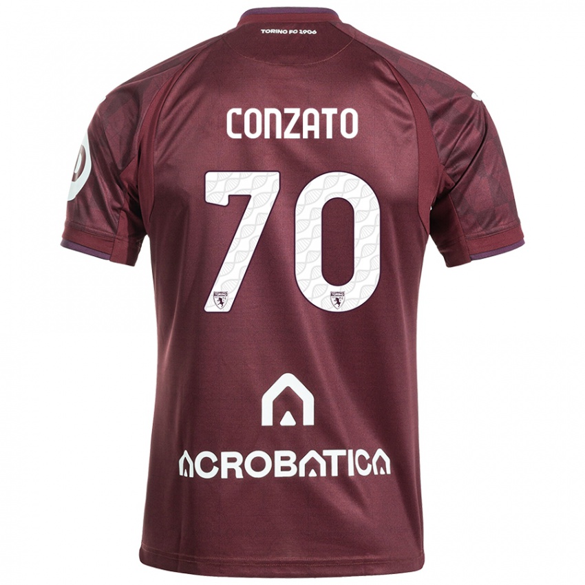 Niño Camiseta Filippo Conzato #70 Granate Blanco 1ª Equipación 2024/25 La Camisa México