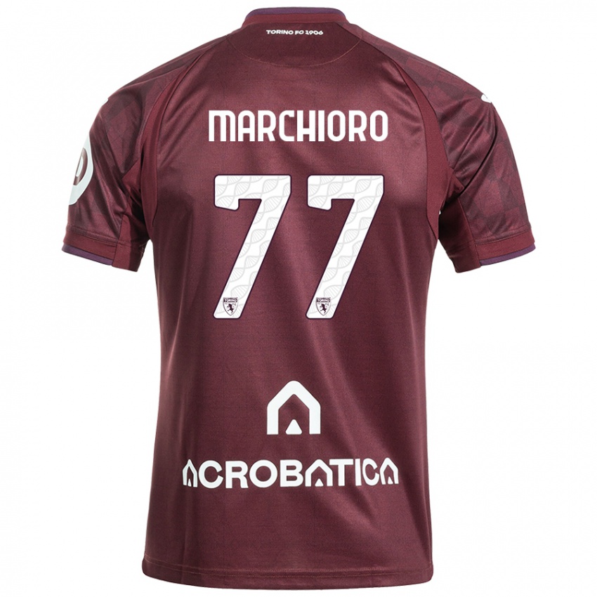 Niño Camiseta Raffaele Marchioro #77 Granate Blanco 1ª Equipación 2024/25 La Camisa México