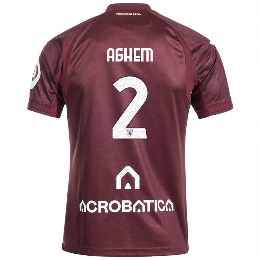 Niño Camiseta Brigitta Aghem #2 Granate Blanco 1ª Equipación 2024/25 La Camisa México