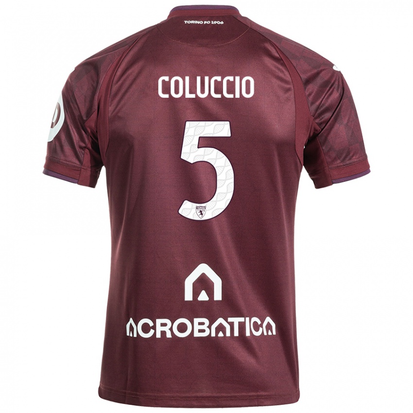 Niño Camiseta Francesca Coluccio #5 Granate Blanco 1ª Equipación 2024/25 La Camisa México