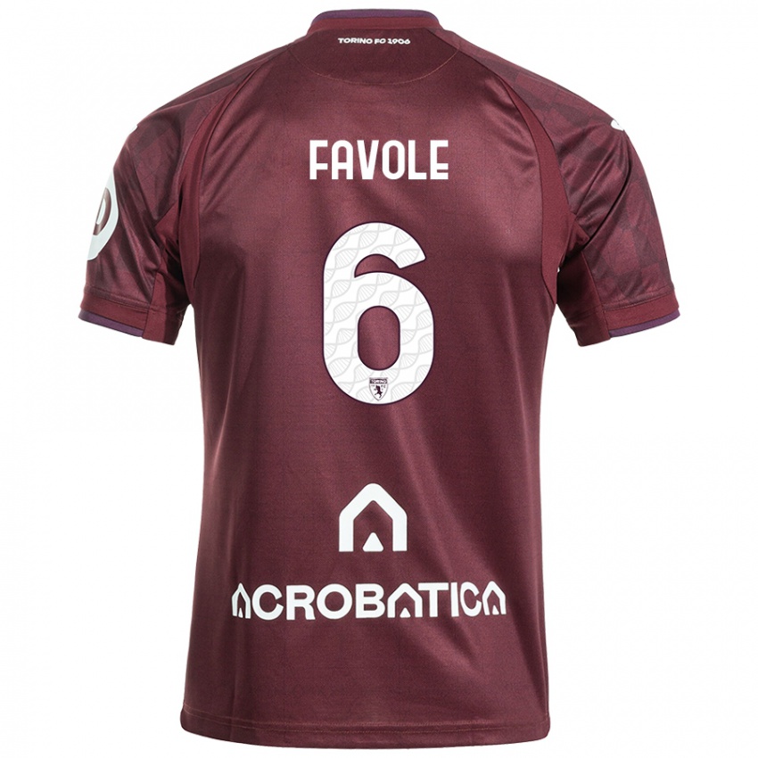 Niño Camiseta Stefania Favole #6 Granate Blanco 1ª Equipación 2024/25 La Camisa México