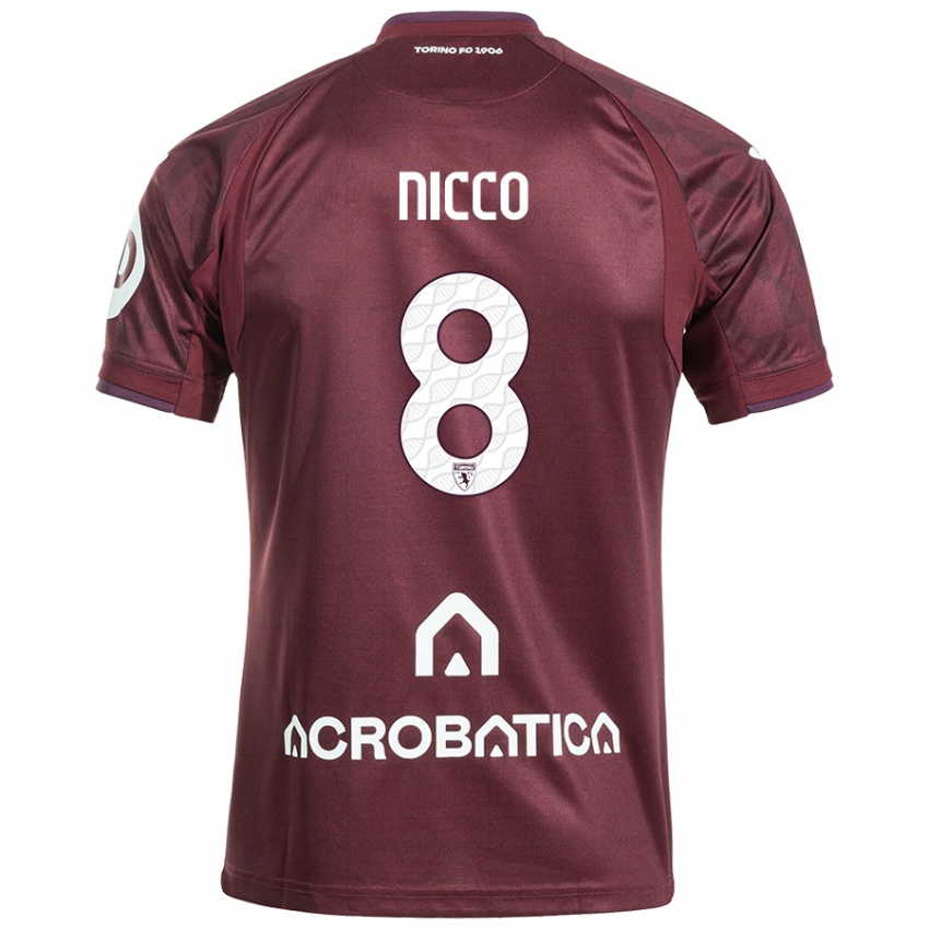 Niño Camiseta Giada Nicco #8 Granate Blanco 1ª Equipación 2024/25 La Camisa México