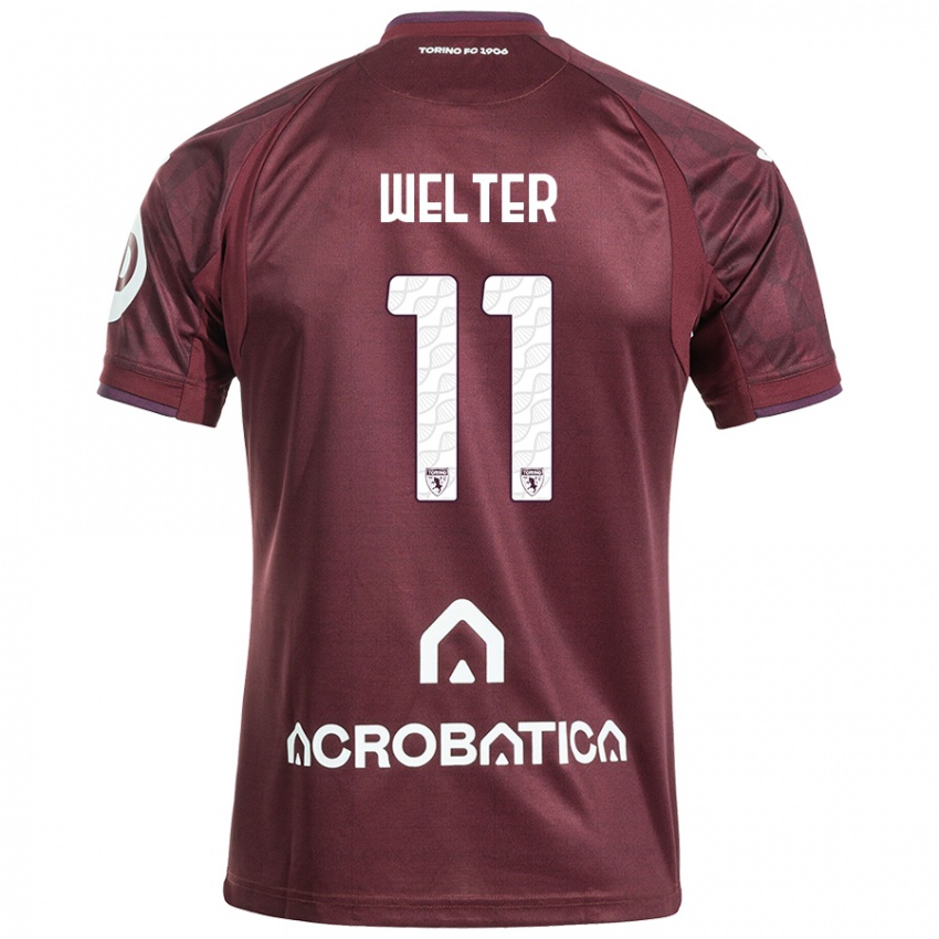 Niño Camiseta Francesca Welter #11 Granate Blanco 1ª Equipación 2024/25 La Camisa México