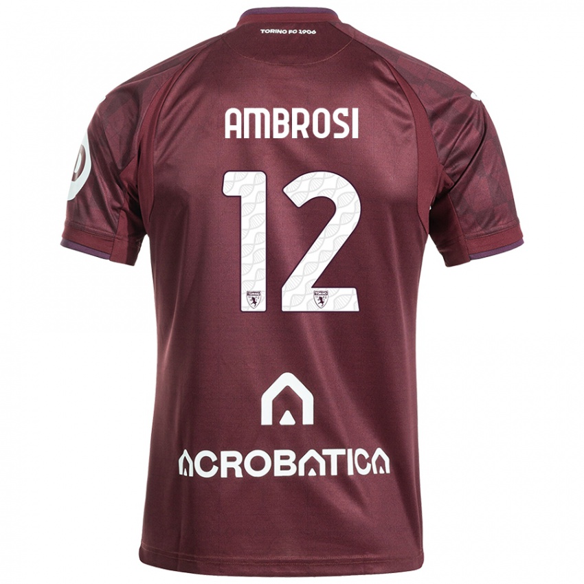 Niño Camiseta Martina Ambrosi #12 Granate Blanco 1ª Equipación 2024/25 La Camisa México